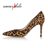 Amourplato Women's Animal Print Pumps Pointed Toe Leopard