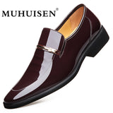 MUHUISEN Men Dress Leather Shoes Slip On